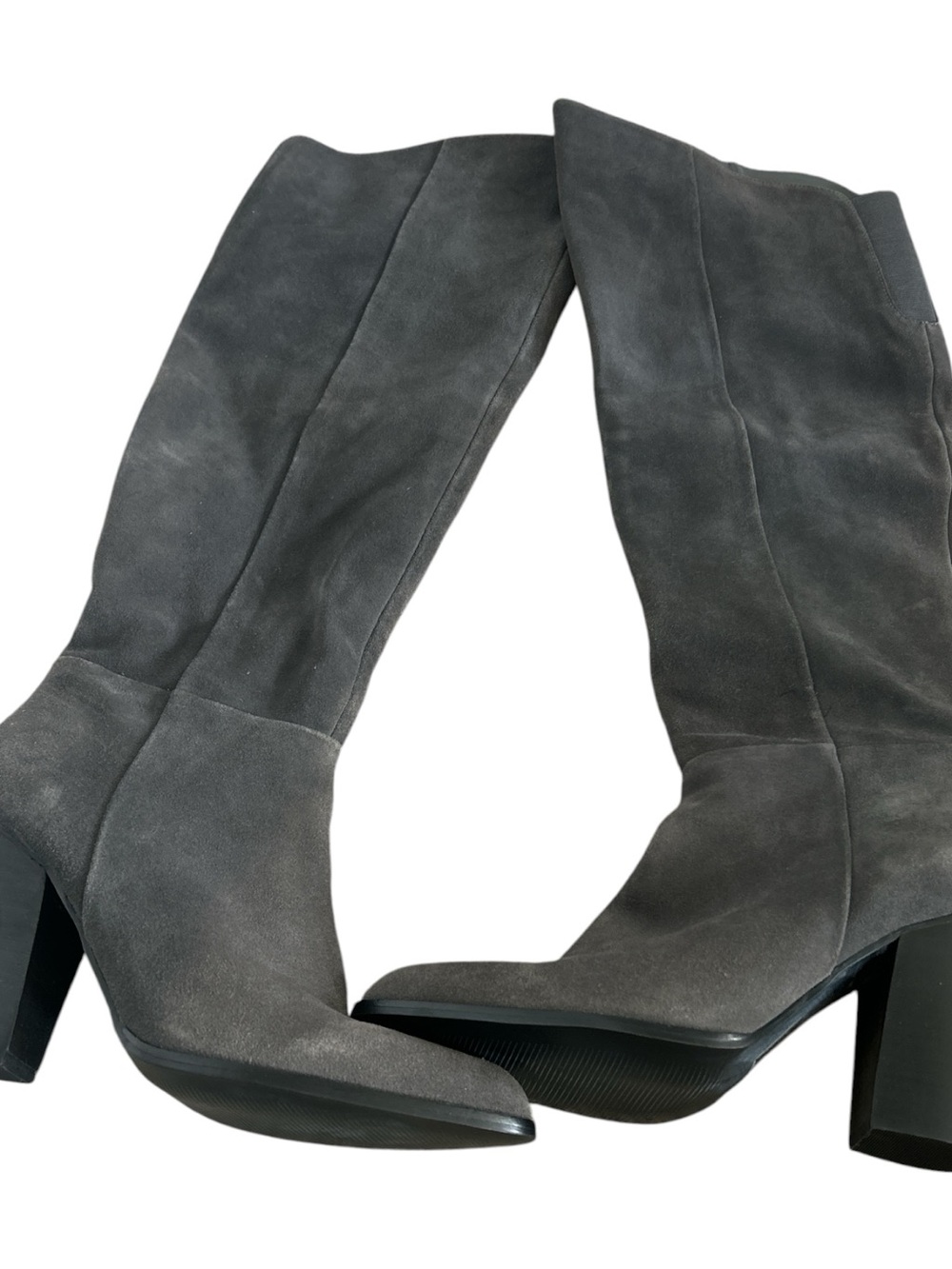 Design Lab Lord & Taylor Gray Suede Over-the-Knee Block Heel Boots